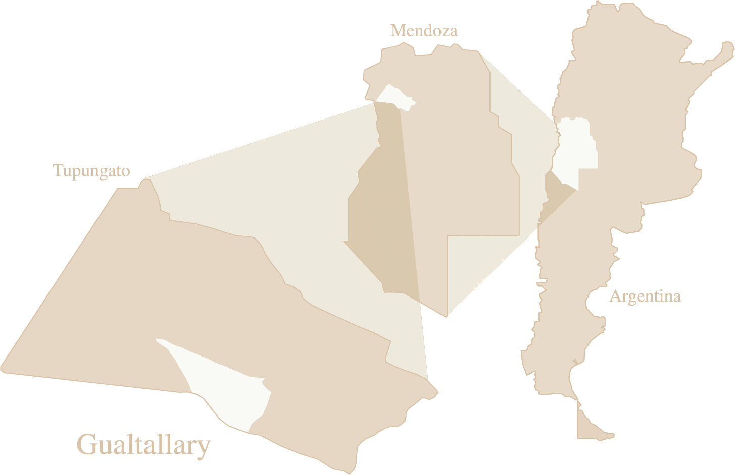 Mapa de ubicación de Gualtallary, Tupungato, Mendoza, Argentina