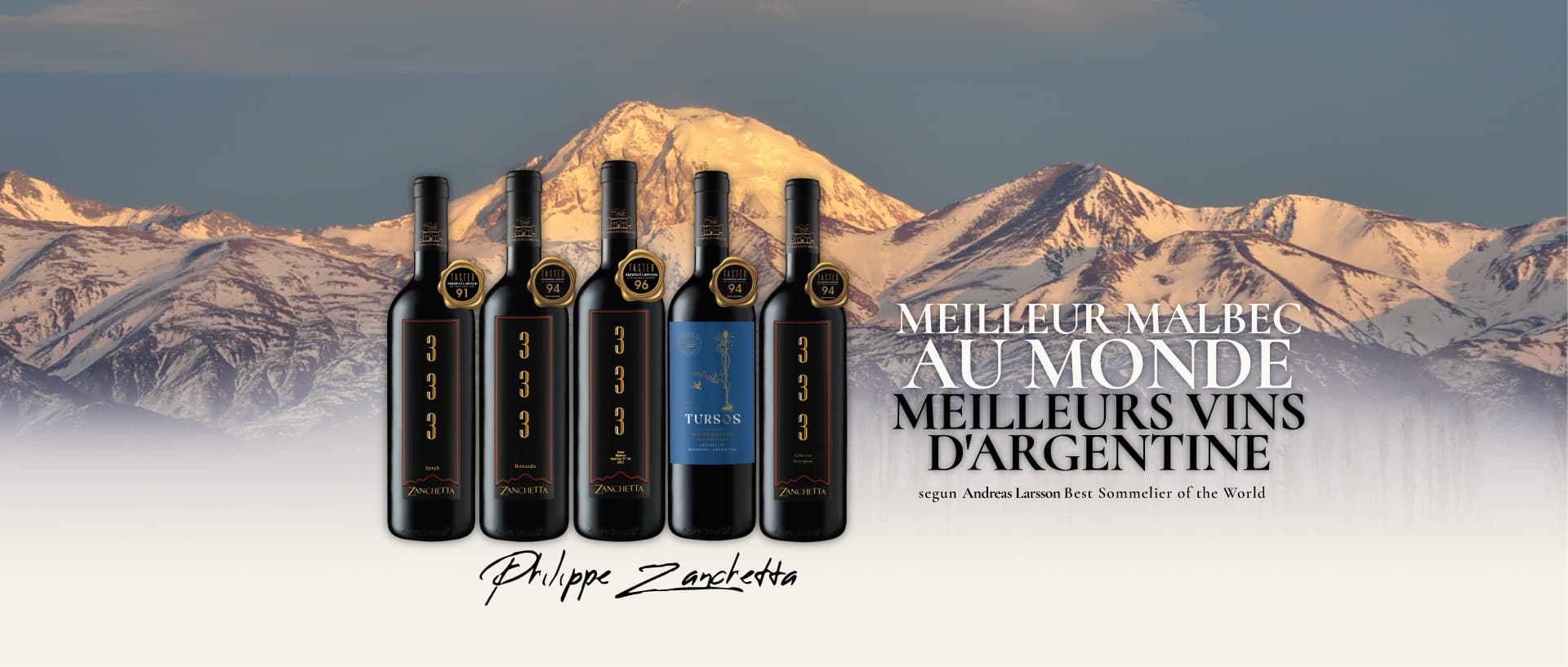 Bouteilles de la ligne 333 et Tursos, élues Meilleur Malbec du Monde et Meilleurs Vins d'Argentine selon Andreas Larsson